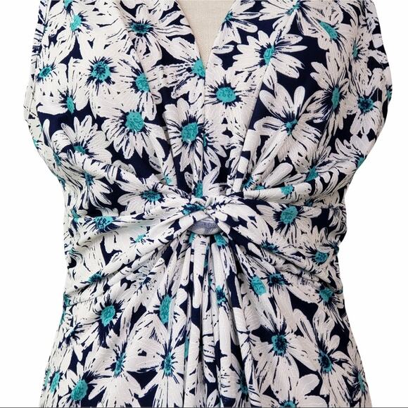 Papillon Womens M Daisy Print Knot Front Dress in Navy Daisy NEW - Picture 7 of 11